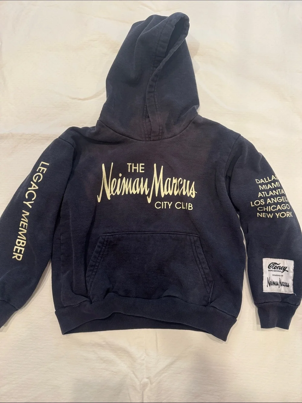 Kids size 6 Neiman Marcus city club x Cloney hoodie in navy